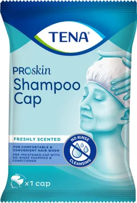 Produktbild von Vorbefeuchtete Shampoo-Kappe zum Haarewaschen für behinderte und ältere Menschen - TENA Shampoo Cap