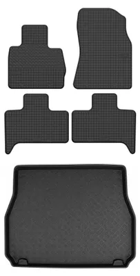 Produktbild von Gummimatten + Kofferraumwanne für BMW X5 E53 2003-2006 (SUV, Standard-Kofferraum) – Schwarz, passgenau – Wielganizator