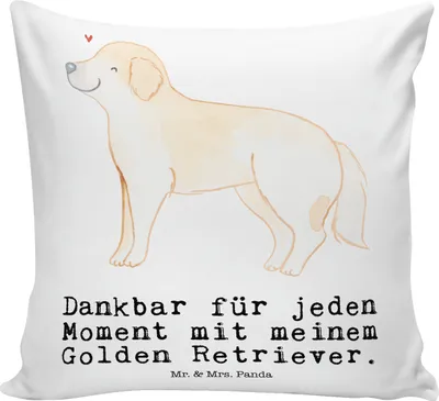 Produktbild von Mr. & Mrs. Panda Kissen 40x40 Golden Retriever Moment - Weiß - Geschenk, Deko, Polsterkissen, für sofa, Zierkissen, Dekokissen, Kuschelkissen, Goldie Hund