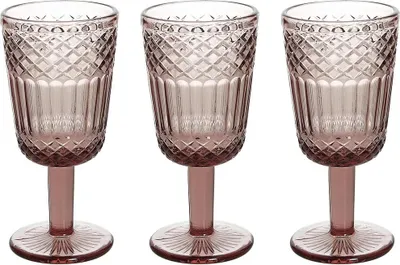 Steingläser 270 ml, rosa, 3 Stück, Glas, Dekor
