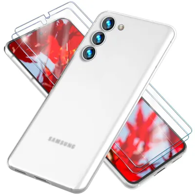 Obrázok produktu pre Matné puzdro na mobilný telefón 0,3 mm tenké pre Samsung Galaxy S23, 2x ochrana displeja biela priehľadná