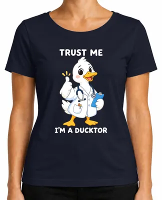 Imagen del producto de Camiseta para mujer, diseño "Confía en mí, soy un patoctor", marca Lustig Ente Arzt Doktor, color azul marino, talla XXL