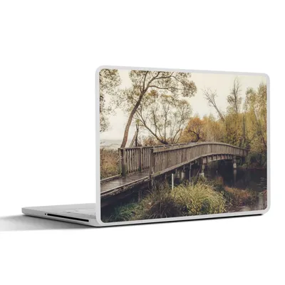 Produktbild von MuchoWow® Laptop Aufkleber Sticker Cover Herbst - Brücke - Bäume 30x21 cm - Sticker für Laptop - Selbstklebend