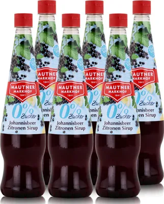 Produktbild von Mautner Getränkesirup Johannisbeer Zitrone 0% Zucker 0,7L - Softdrink (6er Pack)