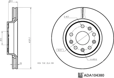 Produktbild von 2x BLUE PRINT Bremsscheibe Vorne ADA104380