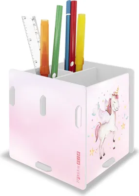 Produktbild von itenga Stifteköcher "Einhorn Wasserfarben" steckbar aus Kunststoff