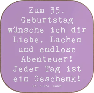 Produktbild von Mr. & Mrs. Panda Untersetzer für Gläser Spruch 35. Geburtstag - Lavendeltraum - Geschenk, jeder Tag ist ein, gläseruntersetzer, Liebe, Coaster, Jubiläum, Alter