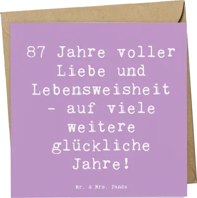 Produktbild von Mr. & Mrs. Panda Klappkarte Spruch 87. Geburtstag Liebe - Lavendeltraum - Geschenk, anlasskarte, Grußkarte, doppelkarte, Alter, besondere Geburtstagsfeier, faltkarte