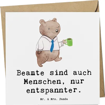Produktbild von Mr. & Mrs. Panda Grußkarte Beamtin Entspannt - Weiß - Geschenk, Glückwunschkarte, Berufsliebe, faltkarte, Kollegin, personalisierte Geschenke, Beamtenstatus, doppelkarte