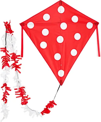 Produktbild von Wolkenstürmer Kinderdrachen Eddy Pünktchen (rot), Einleinerdrachen mit Glasfasergestänge - flugfertig inkl. Schnur