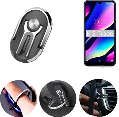 Produktbild von K-S-Trade 3in1 Smartphone-Ring Handy-Ring kompatibel mit Wiko View 3 Lite Fingerhalterung  Handyring Tischständer Lüftungsgitter-Halterung Tisch