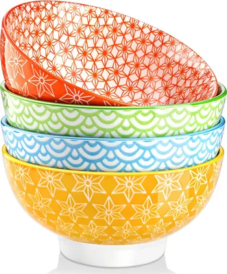 Obrázek produktu pro Vancasso Natsuki 4dílná sada porcelánových misek, Ø 15,2 cm, misky na cereálie, vícebarevné, dezertní misky