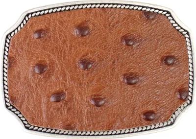 Produktbild von FRONHOFER Gürtelschnalle mit Leder in Strauß Optik 4 cm altsilber