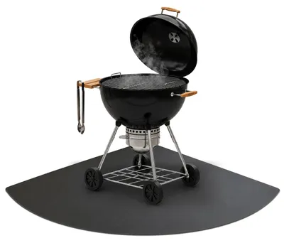 Obrázek produktu pro Podložka pod gril – tepelně izolační deska – kovová – 100 x 100 cm – černá – podložka na ochranu podlahy – žáruvzdorná – venkovní použití – terasa