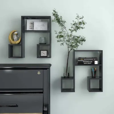 Immagine prodotto di Mensole a muro 2 pz. Grigio 50x15x50 cm Materiale a base di legno