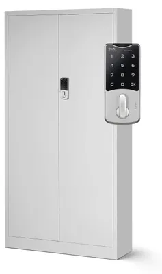 Aktenschrank mit Zahlenschloss, Stahl, 185x90x40 cm, grau
