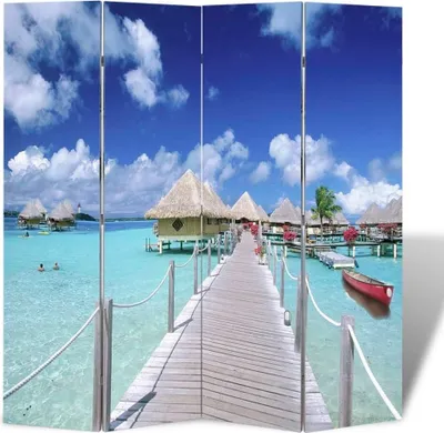 Image de Cloison de séparation pliable 160 x 170 cm Plage