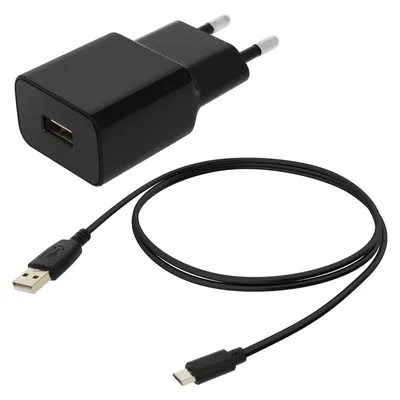 Immagine prodotto di Caricatore da parete USB A + cavo da USB A a Micro USB 1A 5W in nero