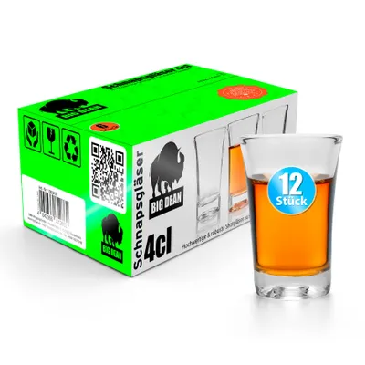 Produktbild von BigDean 12 Stück Schnapsgläser 4cl – Shotgläser in Gastro-Qualität & Geschenkbox