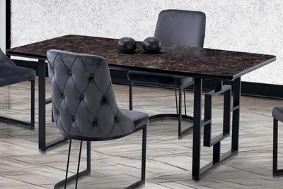 Produktbild von Luxus Esstisch Schwarz Esszimmer Tisch Metall Gold Tische Esstische Möbel Modern