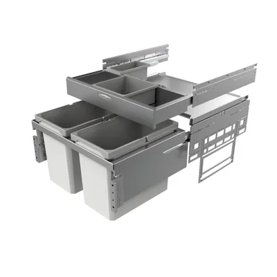 Produktbild von Naber, Cox® Base 1T 600-2 mit Base-Board. Abfallsammler, hellgrau, Höhe 460 mm - Mülleimer