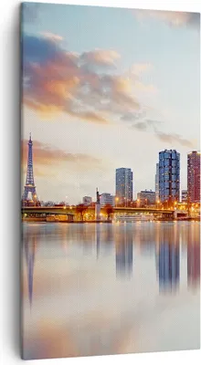 Produktbild von Bild auf Leinwand - Leinwandbild - Fluss Wolkenkratzer Ansicht Eiffle - 45x80cm - Wand Bild - Wanddeko - Leinwanddruck - Bilder - Kunstdruck - Leinwand bilder - Wandkunst - PA45x80-2831