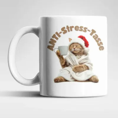 Produktbild von Anti Stress Christmas Katze Kaffeetasse Teetasse Geschenkidee 330 ml – 02