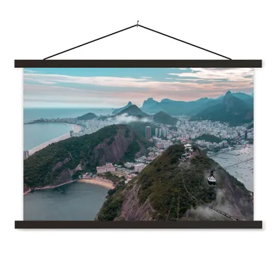 Produktbild von MuchoWow® Textilposter Berge - Rio de Janeiro - Brasilien 150x100 cm mit schwarzem Rahmen - Schlafzimmer
