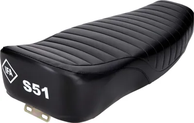 Produktbild von Sitzbank Enduro Doppelsitz strukturiert, schwarz mit IFA S51 Schriftzug für Simson S51