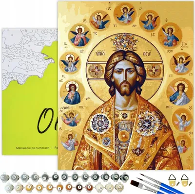 Produktbild von Malen nach Zahlen Erwachsene Religion Christus Engel 50x40 - 31 Acrylfarben, Leinwand mit Holzrahmen, 3 Pinseln und Zubehör Oh Art!