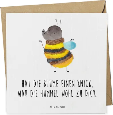 Produktbild von Mr. & Mrs. Panda Glückwunschkarte Hummel flauschig - Weiß - Geschenk, anlasskarte, doppelkarte, Grußkarte, Gute Laune, Blume, Klappkarte, Biene, faltkarte, Natur