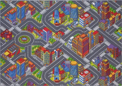 Produktbild von Carpet Studio Big City Teppich Kinderzimmer - Spielteppich Grau/Rot - 140x200cm