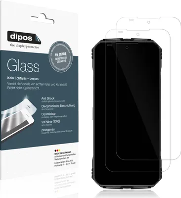 Produktbild von 2x Schutzfolie für Doogee Vmaxpro Outdoor - Anti-Shock 9H Folie dipos Glass Kunststoffglas