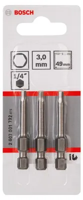 Produktbild von Schrauberbit Extra-Hart HEX 3, 49 mm, 3er-Pack