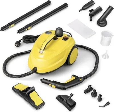 Immagine prodotto di Pulitore a vapore universale, generatore di vapore da 4,5 bar e 2000 watt con set di 20 accessori per pavimenti, auto, finestre, tappeti, indumenti e altro ancora