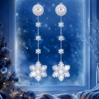 Dekoratives Fensterlicht für Weihnachten, Kunststoff, A-weiß