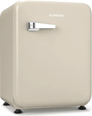 Produktbild von Klarstein Audrey Evo 68L Mini Kühlschrank - Retro-Design, Leise 40 dB, Kompressor, Verstellbare Füße, Wendetür, Kühlschrank Klein für Schlafzimmer und Büros, Creme