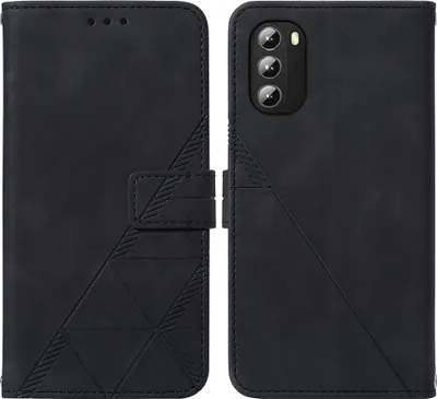 Obrázek produktu pro Flipové kožené pouzdro pro Motorola Moto G 5G 2022 peněženkový design pouzdro s embosováním, držákem karet a stojánkem černé