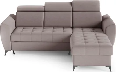 Produktbild von Universal Ecksofa mit Schlaffunktion und Bettkasten, Eckcouch L-Form  Sofagarnitur Sofa Wohnlandschaft,  Couch für Wohnzimmer, Schlafsofa - Ottomane links als auch rechts montierbar - Ecksofa IDAHO I Olive (Castel 39)