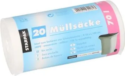 Produktbild von 500 Papstar Müllsäcke, HDPE 70 l 100 cm x 58 cm transparent 90463
