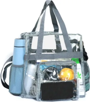 Immagine prodotto di INF Borsa Tote Trasparente in PVC Grigio - Borsa a Mano Portatile da Viaggio