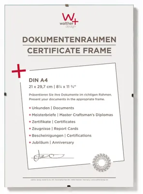 Produktbild von walther design Bilderrahmen Klarglas21 x 29,7 cm (DIN A4) Dokumentenrahmen 5er P
