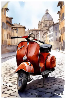 Produktbild von ARTland Wandbild, selbstklebend Roter Motorroller in Italien Größe: 60x90 cm
