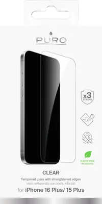 Zdjęcie produktu dla PURO PUSDGIPHONE1667, Apple, iPhone 16 Plus, iPhone 15 Plus, Odporny na uderzenia, Odporny na zadrapania, Nietłukące, Przezroczysty, 1 szt.