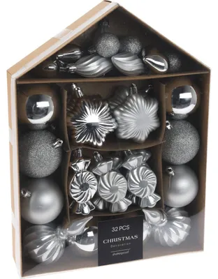 Produktbild von Weihnachtskugeln in verschiedenen Formen, 32er-Set