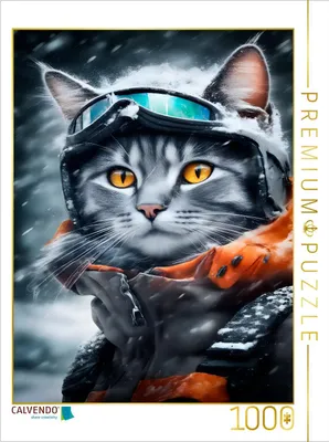 Produktbild von CALVENDO Puzzle Katze beim Outdoorsport - Winterwandern | 1000 Teile Lege-Größe 64x48cm Foto-Puzzle für glückliche Stunden