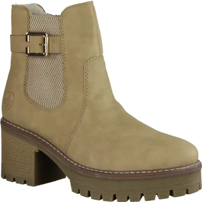 Produktbild von Rieker Y8554-60 Damenschuhe, Stiefelette, gefüttert, Beige, Synthetik - Damenschuhe Modische Stiefelette / Boots, Beige, absatzhöhe: 45 mm