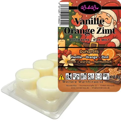 Produktbild von WonderWax Duftwachs Weihnachten Wax Melts für Duftlampe, 6 Kreise Duftmelt Wachsmelt Sojawachs Duftwachs Würfel für Raumdüfte, Wachs Duftöl Winter Indoor Schmelzen für Aromalampe Spicy Vanille Orange Zimt