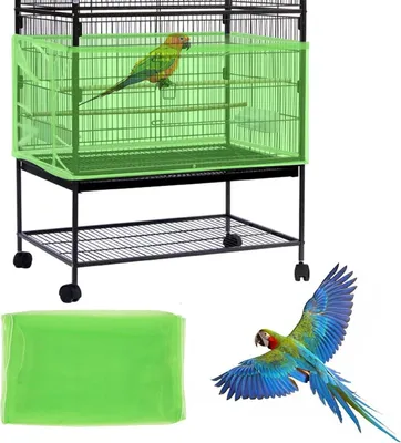 Image de Extra Large Cage Oiseau Couverture Verte Réglable Perroquets Collecteur de Graines