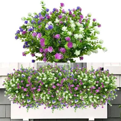 Image de Fleurs artificielles résistantes aux intempéries - 6 bouquets - Sans entretien et multicolores